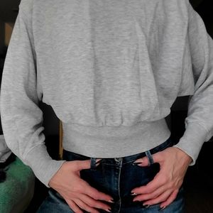 2 for 1  Twon Crop Style Sweatshirts Beige and   Grey